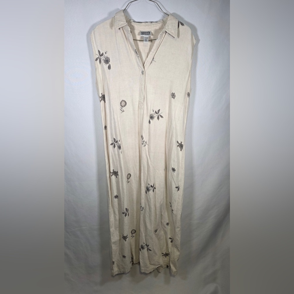 Chico’s Design Floral/Turtle Linen Dress Size 2 RN 79984